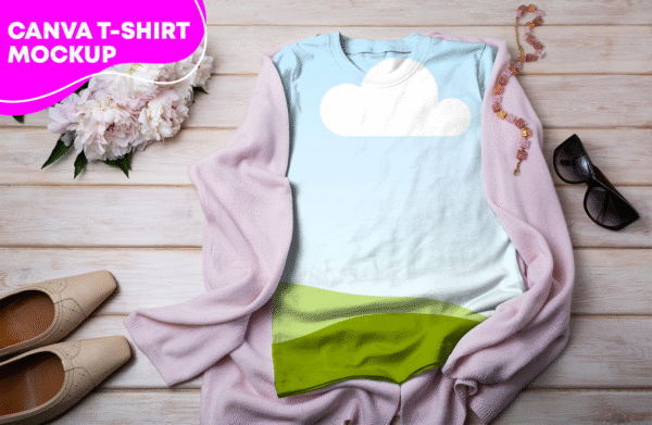 Canva T-Shirt Mockup With Aesthetic Background