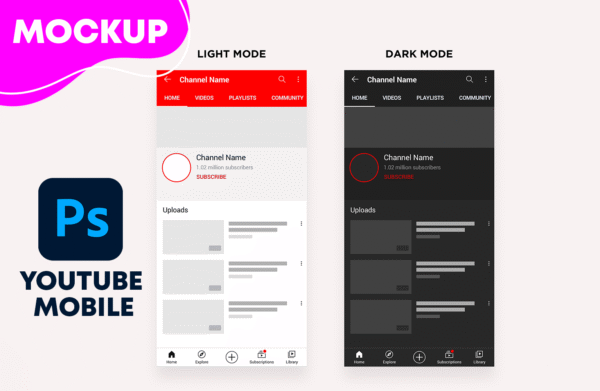 Free Youtube Profile Mockup PSD ( Photoshop)