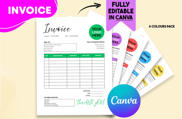 Canva Invoice Template Fully Editable